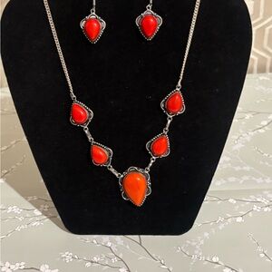 Coral necklace and earrings